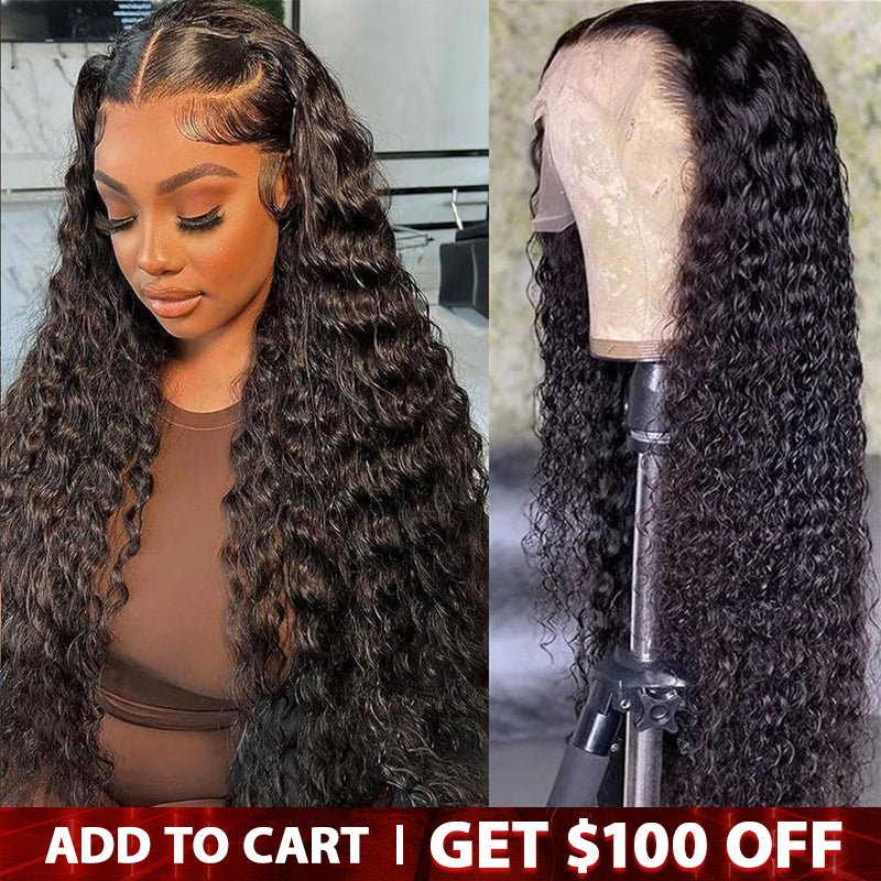 HD Lace Wet And Wavy Human Hair Wigs Water Wave Transparent Lace Front Wigs 180% Density - Perismoda Hair